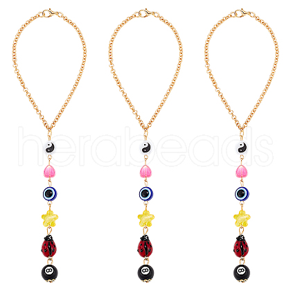 CREATCABIN 3Pcs Evil Eye Plastic with Iron Pendant Decorations HJEW-CN0001-26-1