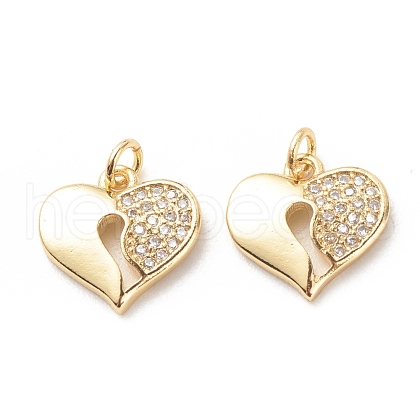 Brass Micro Pave Clear Cubic Zirconia Pendants ZIRC-P099-09G-1