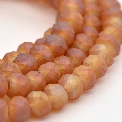 Full Rainbow Plated Faceted Rondelle Glass Beads Strands EGLA-J054-4x3mm-FR03-1