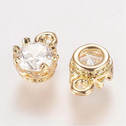 Brass Rhinestone Charms RB-E507-02G-1