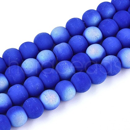 Frosted Opaque Glass Beads Strands GLAA-T032-P6mm-MBB11-1