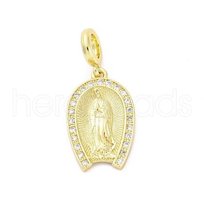 Brass Micro Pave Cubic Zirconia Virgin Mary European Dangle Charms KK-D325-27G-02-1