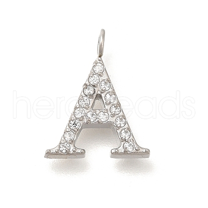 304 Stainless Steel Micro Pave Cubic Zirconia Pendants STAS-H228-06P-A-1