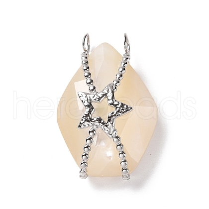 Natural White Shell Pendants SSHEL-C009-02P-1