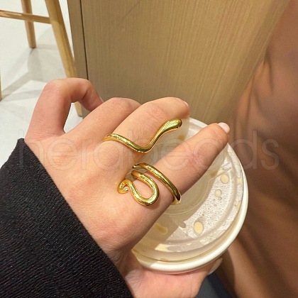 Brass Finger Rings for Women RJEW-Z095-01G-1