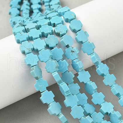 Geark Cross Natural Magnesite Beads Strands G-N0131-04D-1