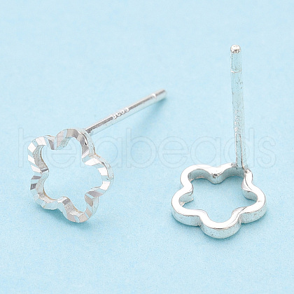 925 Sterling Silver Hollow Plum Blossom Stud Earrings STER-T005-10-1