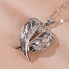 Heart Wing Brass Clear Cubic Zirconia Pendant Necklaces for Women FS-WGF93AE-01-1