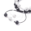 2Pcs 2 Style Round Natural Howlite & Glass Braided Bead Bracelets Set BJEW-TA00073-5