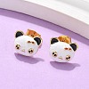 Brass Enamel Stud Earrings for Women EJEW-U049-02A-G-2