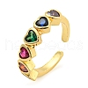 Colorful Cubic Zirconia Heart Cuff Ring KK-D067-30G-RS-5