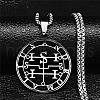 304 Stainless Steel Hollow Cut Demon Seal Sigil Pendant Necklaces NJEW-H065-25P-1