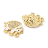 Rack Plating Brass Micro Pave Clear Cubic Zirconia Connector Charms KK-C084-02G-03-2