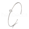 Rack Plating Brass Micro Pave Clear Cubic Zirconia Letter Open Cuff Bangles BJEW-A018-01P-O-1