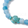 Dyed Natural Weathered Agate Round Beaded Stretch Bracelets BJEW-JB11074-04-2