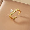 Brass Micro Pave Cubic Zirconia Adjustable Cuff Open Rings for Women DJ9210-1-1
