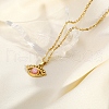 Vintage Stainless Steel Pave Synthetic Stone Eye Pendant Necklaces IT1199-2-1