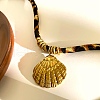 304 Stainless Steel Pendant Leopard Print Flannel Cord Necklaces NJEW-K289-01C-G-1
