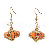 Halloween Theme Pumpkin Handmade Glass Seed Beaded Dangle Earrings EJEW-MZ00476-2
