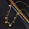 304 Stainless Steel Rhinestone Disc Bib Necklaces NJEW-U026-02G-1