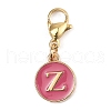 26Pcs 26 Styles Flat Round with Letter A`Z Alloy Enamel Pendant Decoration HJEW-JM02404-4