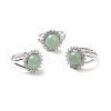 Natural Green Aventurine Adjustable Rings RJEW-P043-02P-16-1