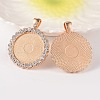Flat Round Alloy Rhinestone Pendant Cabochon Settings X-ALRI-T351-01KCG-1