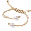 Adjustable ABS Plastic Imitation Pearl Beaded Braided Bead Bracelets for Women BJEW-JB11871-02-4