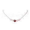 Adjustable Natural Quartz & Carnelian Round Beaded Braided Necklaces NJEW-JN05326-2