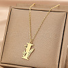 304 Stainless Steel Flower Initial Pendant Necklaces WGE911E-09-1