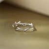 Deer Horn Rhodium Plated 925 Sterling Silver Cuff Rings FS-WGD6B3D-01-3