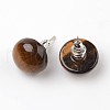 Half Round Dome Natural Tiger Eye Stud Earrings EJEW-L171-01-1