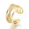 Brass Micro Pave Clear Cubic Zirconia Cuff Rings RJEW-I073-17G-1
