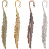 SUNNYCLUE 8Pcs 4 Style Feather Shape Tibetan Style Alloy Bookmarks Making AJEW-SC0002-56-1