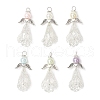6Pcs 6 Colors Pearlized Glass Pearl Round Bead Pendants PALLOY-JF03775-1