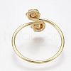Brass Finger Ring Rhinestone Settings KK-S350-409G-2