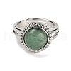 Natural Green Aventurine Round Adjustable Rings RJEW-K271-02P-05-2