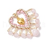 Natural Rose Quartz & Glass Seed Beads Pendants PALLOY-MZ00444-01-3
