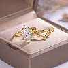 Brass Micro Pave Cubic Zirconia Stackable Rings for Women UG6552-3-1