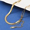 316 Stainless Steel Round Snake and Herringbone Chains Double Layer Necklace for Women Men NJEW-C025-01G-1