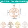 CREATCABIN 24Pcs 4 Colors Brass Filigree Pendants KK-CN0002-01-2