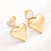 Heart Brass Shell Dangle Stud Earrings KK-D363-20G-4
