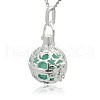 Silver Color Plated Brass Hollow Round Cage Pendants KK-J226-09S-2