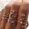 10Pcs Alloy with Crystal Rhinestone Finger Rings WG3531F-05-1