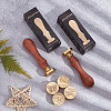 Brass Wax Seal Stamp with Wood Handle AJEW-WH0412-0341-5