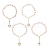 Baking Painted Pearlized Glass Pearl Round Bead with Tibetan Style Alloy Fairy Wing Beads and K9 Glass and 304 Stainless Steel Open Jump Rings Bracelets BJEW-JB11776-2