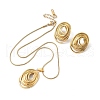 304 Stainless Steel Oval Pendant Necklaces & Stud Earrings Sets for Women SJEW-B020-01G-4