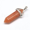 Natural Red Aventurine Double Terminated Pointed Pendants G-J261-B05-1