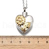 304 Stainless Steel Heart Sunflower Cinerary Casket Pendant Necklaces NJEW-V002-03GP-5