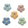 5Pcs 5 Colors Natural Lava Rock Dyed Beaded Pendants PALLOY-TA00086-1